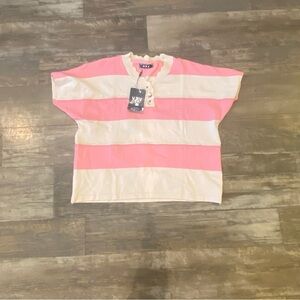 Pink and White Striped Women's Crop Top New with tags